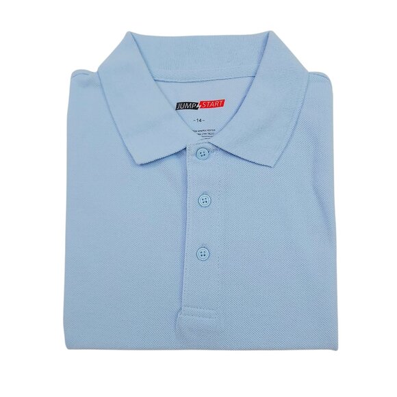 Jump Start Uniform Polo Shirt Youth 14 Baby Blue Cotton Blend Short Sleeve - Picture 3 of 9